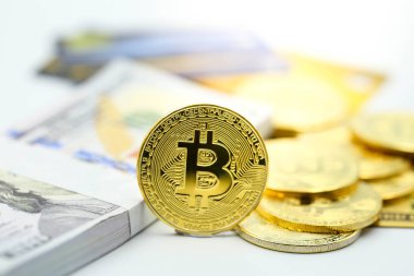 Dolar banknot kredi kartı ile Bitcoins, bitcoin kabul 