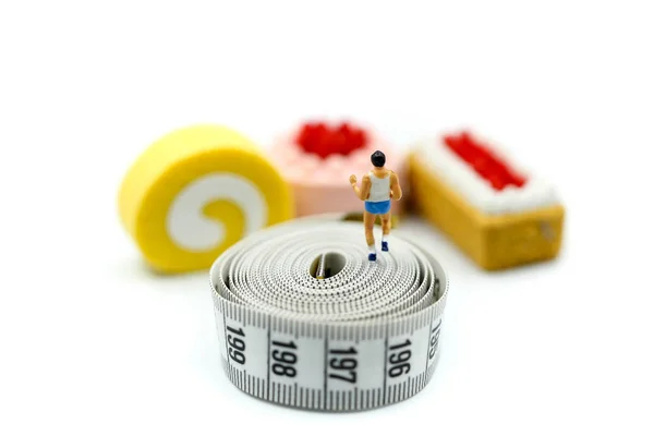 Personas en miniatura: corredores de maratón con cinta métrica de Sweet — Foto de Stock