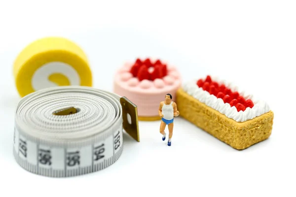 Personas en miniatura: corredores de maratón con cinta métrica de Sweet — Foto de Stock