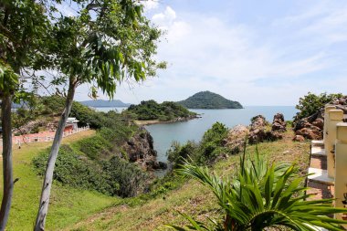 Güzel plaj manzarası, güzel tropik plaj, tatil ve tatil.