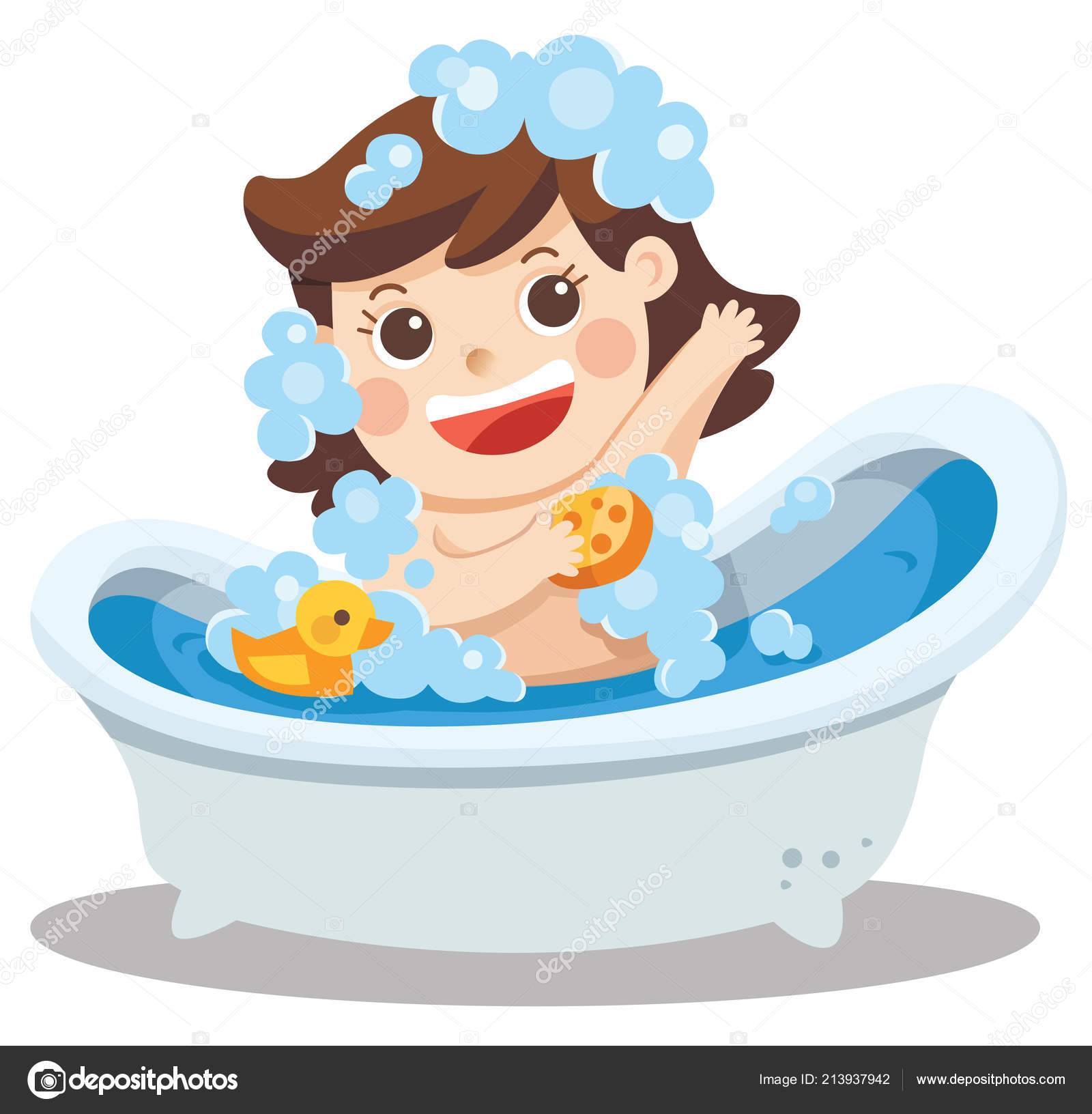 Een Meisje Van Baby Nemen Van Een Bad Bad Met Vectorafbeelding Door C Yatate10 Gmail Com Vectorstock 213937942