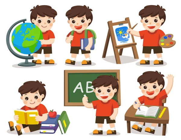 Isolated Vector Back School Cute Student Study School Drawing Picture — Stock Vector