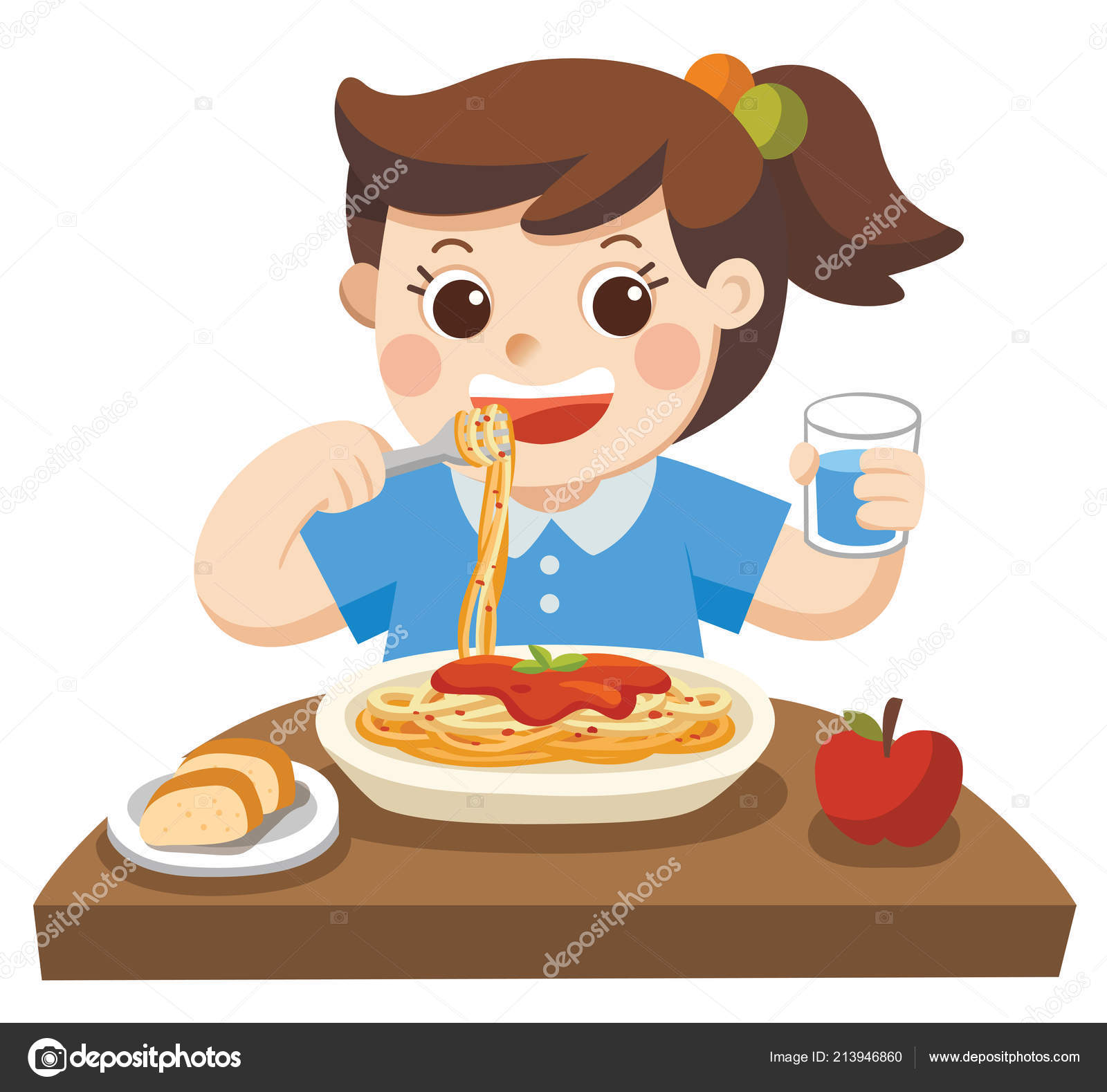 Niña Almorzando Animado / Imágenes: niños comiendo en caricatura | Niño