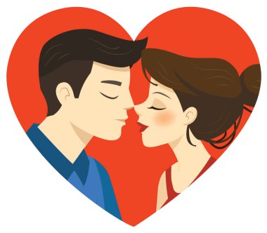 Beyaz bir arka plan üzerinde çift öpüşme romantik örnektir. Sevgililer Günü'nde onun kız arkadaşı öpecek bir adam.