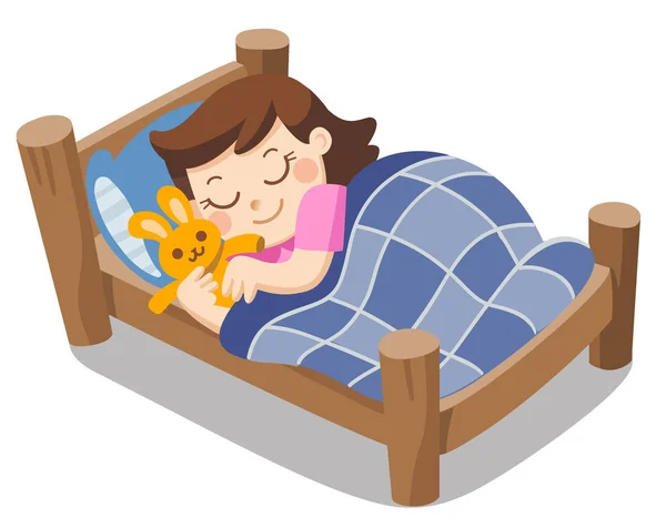 Een Schattig Meisje Slapen Vanavond Dromen Goede Nacht Zoete Dromen — Stockvector