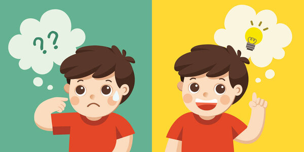 Обучение и воспитание детей. Симпатичный мальчик думает. Думай, не понимай, думай
. 