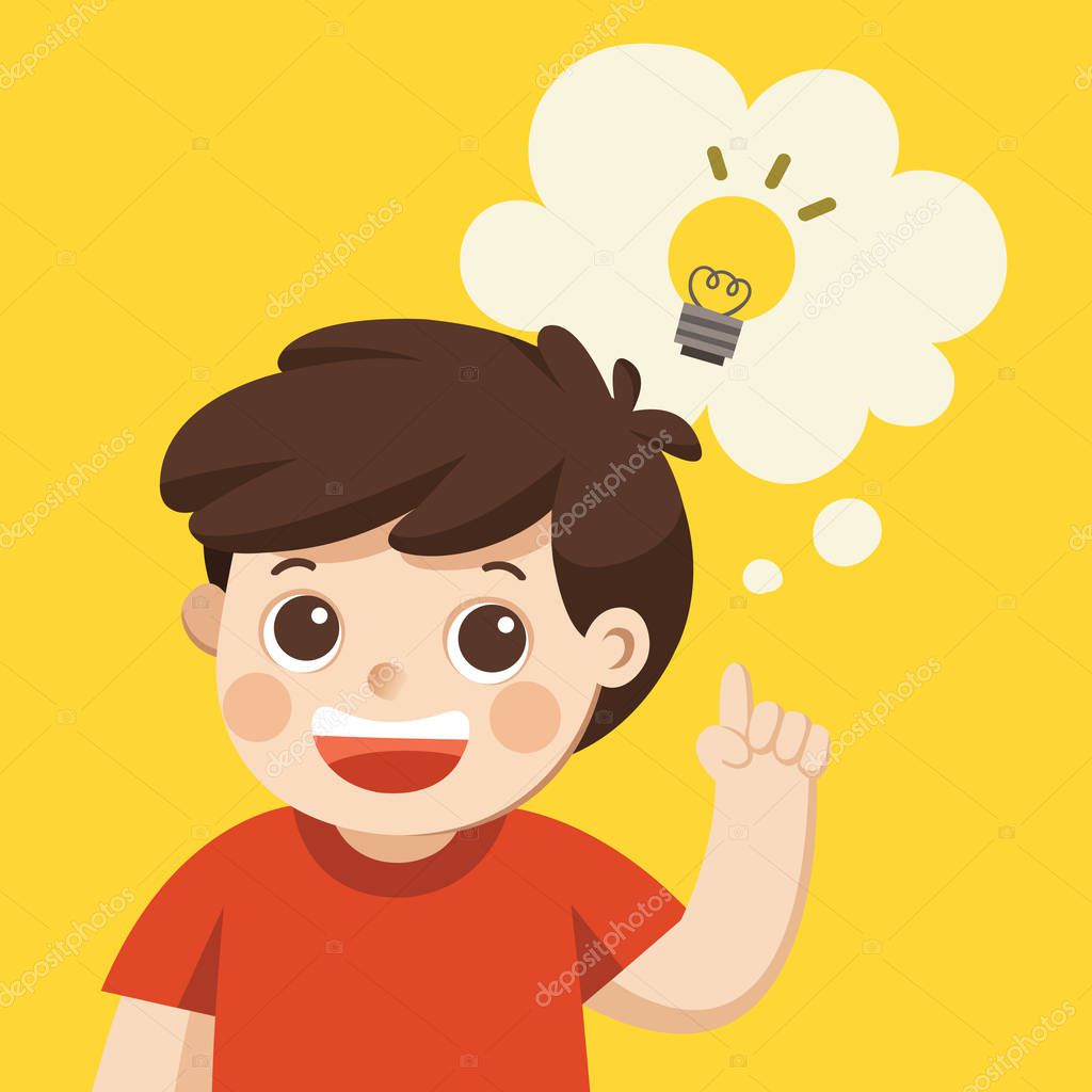 Learning Growing Children Cute Boy Thinking — Stock Vector © yatate10