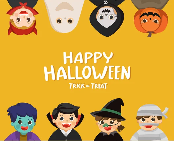 Wesołego Halloween Dzieci Ubrane Strój Halloween Fantazyjne Iść Trick Lub — Wektor stockowy
