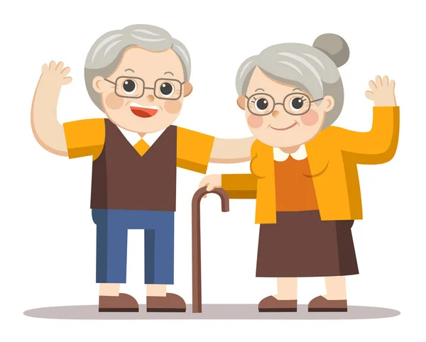 Abuelo Abuela Juntos Dos Ancianos Hombre Mujer Jubilados — Vector de stock