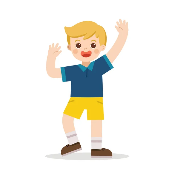 Un niño saltando en el fondo . — Vector de stock