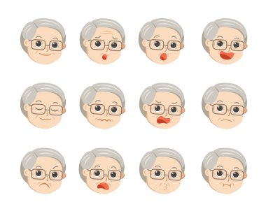 Yüz duyguları ile gözlük sevimli büyükbaba.