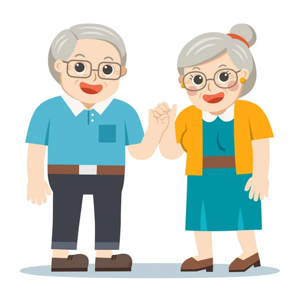 Šťastný děda a babička stáli spolu. — Stockový vektor