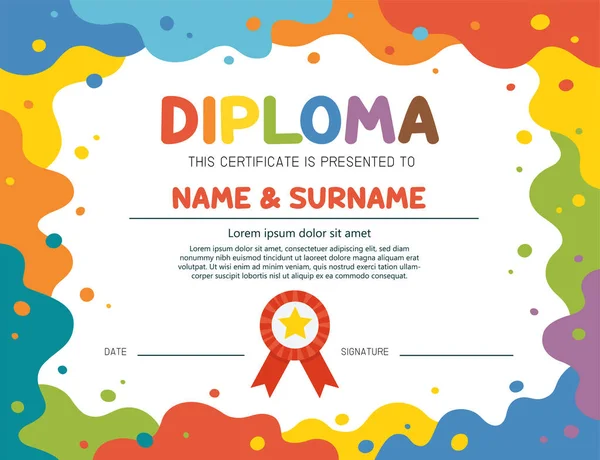 Soyut renk desenli kapak veya el ilanı şablonu. Sanat çocukları. Poster boyama. Sertifika Çocuk Diploması Şablonu