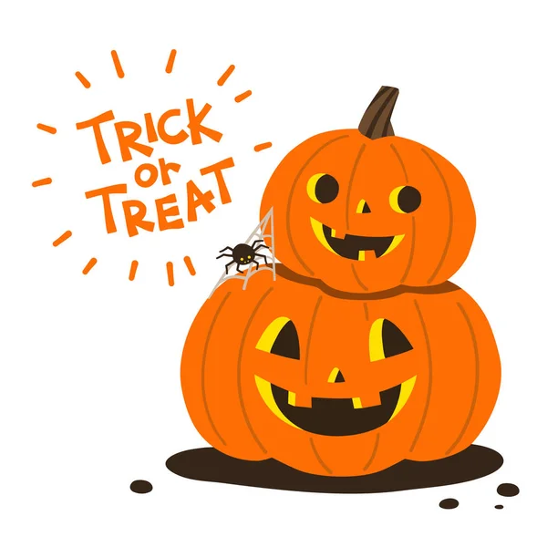 Feliz Halloween Trick Treat Party Con Calabazas Felices Tarjeta Halloween Gráficos vectoriales