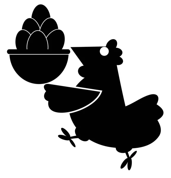 Αστεία Κότα Κατέχει Ένα Καλάθι Γεμάτο Αυγά Εικονογράφηση Γελοιογραφία Κότα — Διανυσματικό Αρχείο