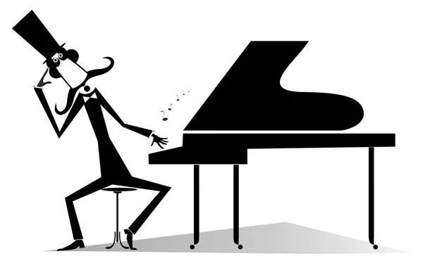 Σκέψης Πιάνο Συνθέτης Και Πιανίστας Απομονωμένες Εικονογράφηση Μουστάκι Πιανίστα Συνθέτης — Διανυσματικό Αρχείο