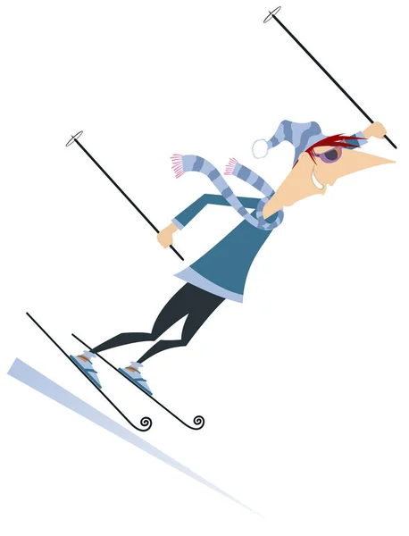 Skiër Man Geïsoleerd Illustratie Cartoon Skiër Man Geïsoleerd Witte Afbeelding — Stockvector