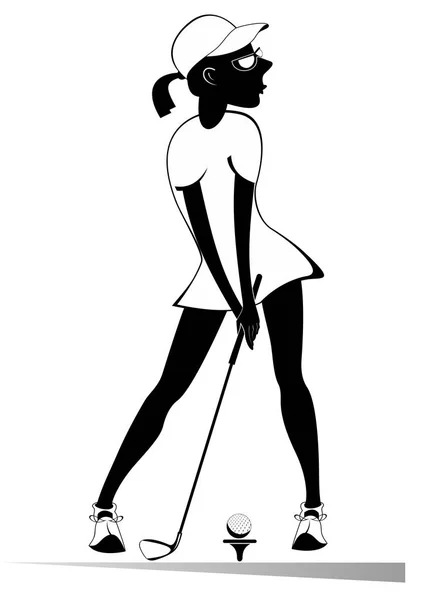 Vrouw Van Golfer Golfbaan Geïsoleerd Illustratie Golfer Vrouw Gericht Het — Stockvector