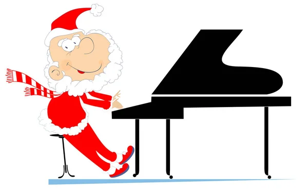 Noel Baba Bir Piyanist Illüstrasyon Noel Baba Gülümseyerek Çizgi Film — Stok Vektör