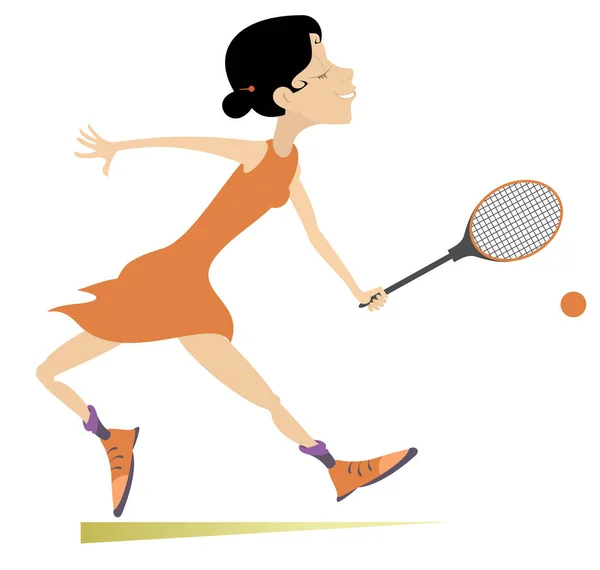 Mooie Jonge Vrouw Tennissen Geïsoleerd Illustratie Jonge Vrouw Met Een — Stockvector