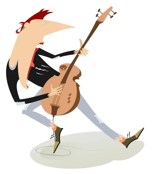 Guitarrista Dibujos Animados Ilustración Aislada Expresivo Guitarrista Está Tocando Música — Vector de stock