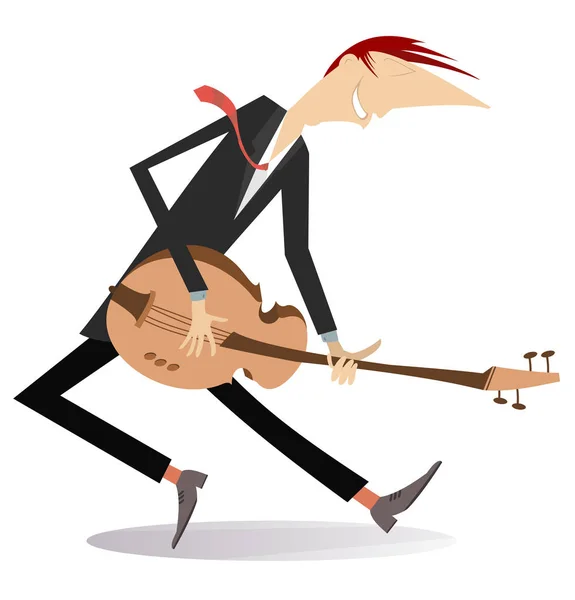 Карикатурный Гитарист Изолированная Иллюстрация Кузнец Играющий Гитаре Изолирован Белого — стоковый вектор
