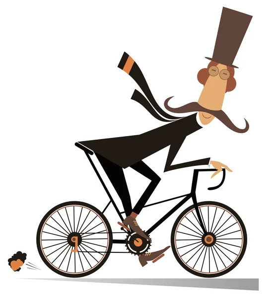 Cartoon Bigode Homem Passeios Bicicleta Ilustração Isolada Homem Bigode Desenhos —  Vetores de Stock