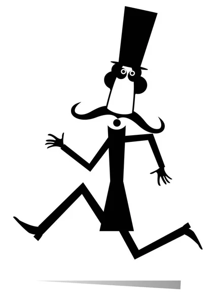 Homme Moustache Coureur Comique Dans Illustration Isolée Chapeau Haut Forme — Image vectorielle