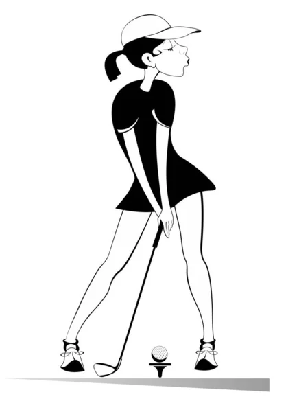 Mujer Joven Golfista Campo Golf Ilustración Aislada Mujer Joven Golfista — Vector de stock