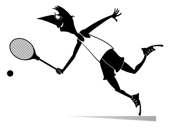 Joven Jugando Tenis Ilustración Aislada Hombre Con Raqueta Tenis Gana — Vector de stock