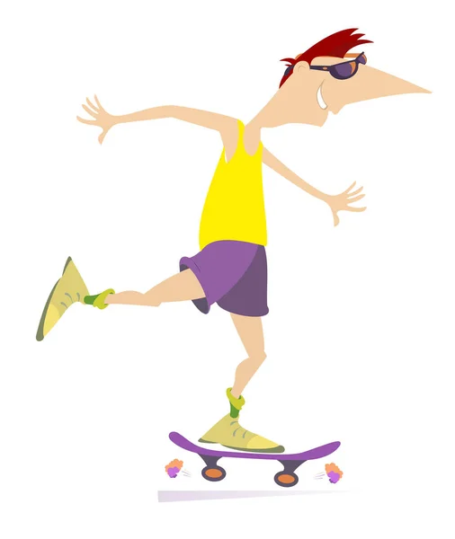 Man Skateboarder Isolated Illustration Cartoon Teen Boy Scatting Active Life — Stock Vector