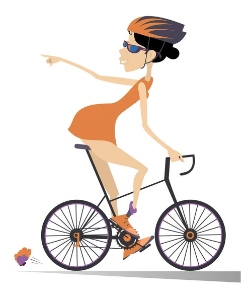 Cartone Animato Giovane Donna Guida Una Bicicletta Isolata Donna Sorridente — Vettoriale Stock