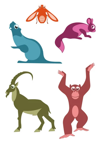 Dibujos Animados Animales Divertidos Ilustración Dibujos Animados Animales Divertidos Aislados — Vector de stock