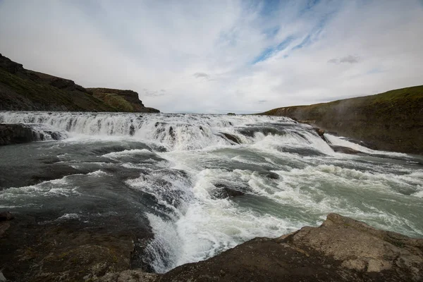 Büyük Gullfoss Şelalesi Zlanda Altın Çember Bir Parçası — Stok fotoğraf