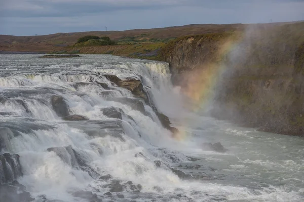Wielki Wodospad Gullfoss Islandii Część Złotego Koła — Zdjęcie stockowe