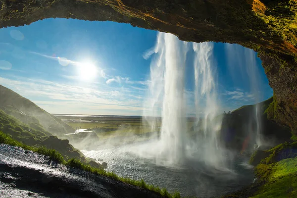 Водоспад Сельяландсфосс Південному Узбережжі Ісландії — стокове фото