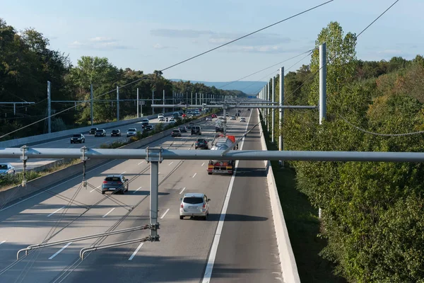 독일에서 Co2 오염에 대항하는 Highway Test Track — 스톡 사진