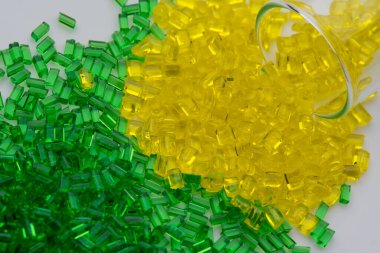 reen and yellow transparent polymer resin in lab clipart