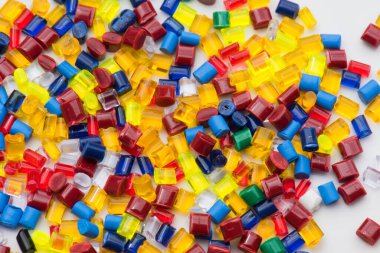 Arkaplan için bir sürü farklı boyalı plastik polimer reçine