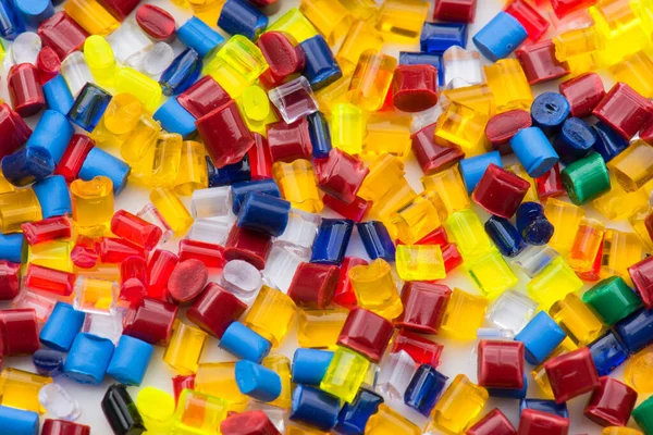 Diferentes Gralulados Resina Polímero Plástico Tingido Laboratório — Fotografia de Stock