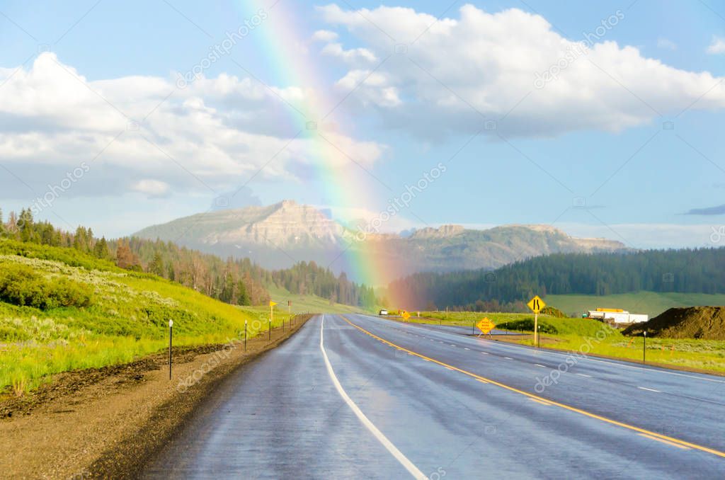 While driving in Wyoming I noticed a rainbow on the road - so you know I had to take a photo!