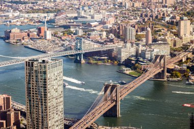 Manhattan'ın bu havadan görünümü ile bir dron ama New York'ta 1 Dünya Ticaret Merkezi'nden alınan yüksek kaliteli fotoğraf makinesi alınmamış. NYC en Instagram'dünya şehridir ve bu yüzden gösterilir!