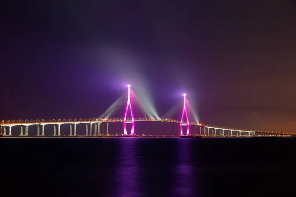 Ίντσεον Γέφυρα Τοπίο Νύχτα Ίντσεον Γέφυρα Νυχτερινή Θέα Από Διάφορα — Φωτογραφία Αρχείου