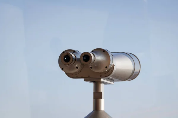 Jumelles Touristiques Télescope Jumelles Sur Pont Observation Pour Touristes — Photo