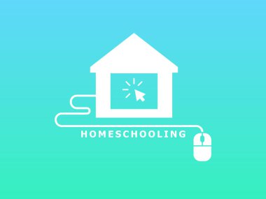 Homeschooling. Online tuition remotely. The symbol of family learning clipart