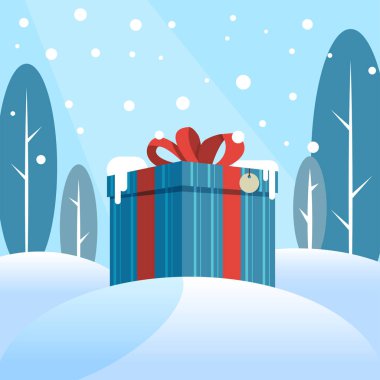 Box with a gift in the snow clipart