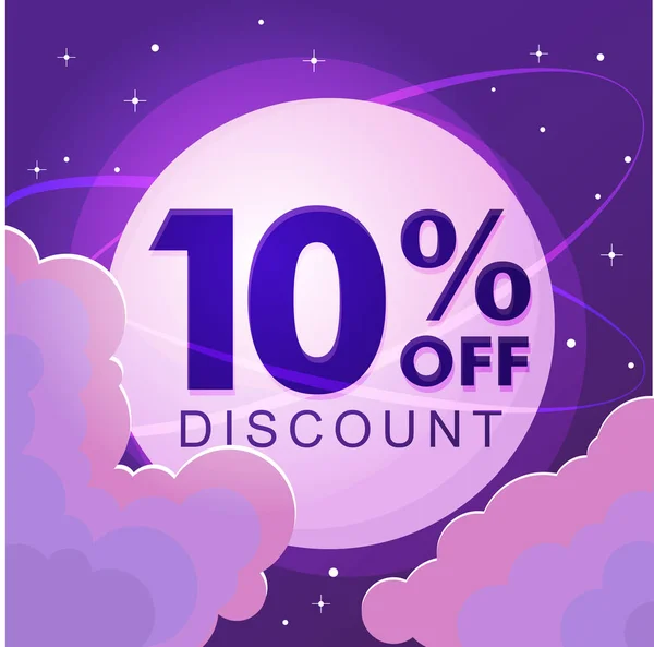 Ten percent discount. cosmic Sale Vector illustration — Stock Vector