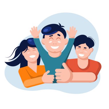 Aile kavramı. Anne ve baba oğul sarıl