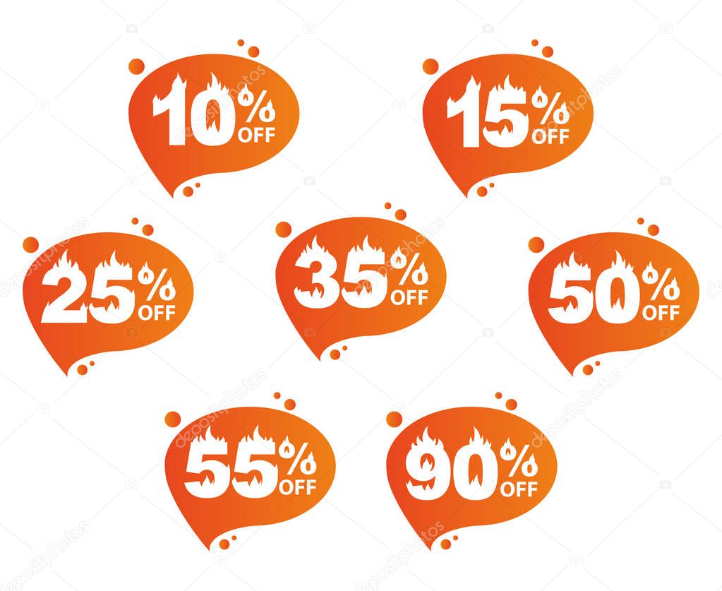 Sale, set of icons with discount amounts
