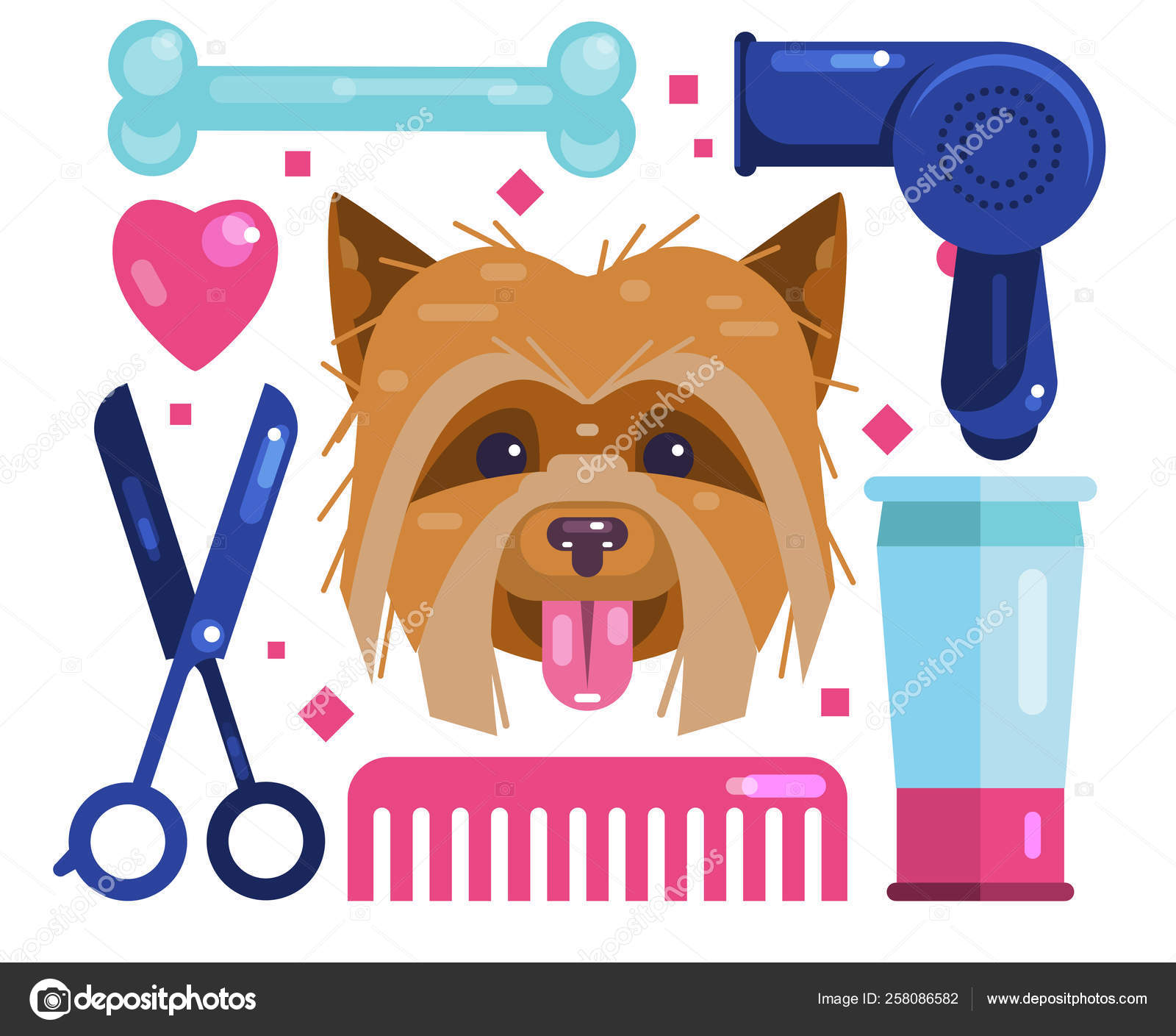 Dogs Grooming Blow Dry Cut And Comb Stock Vector C Lor Design